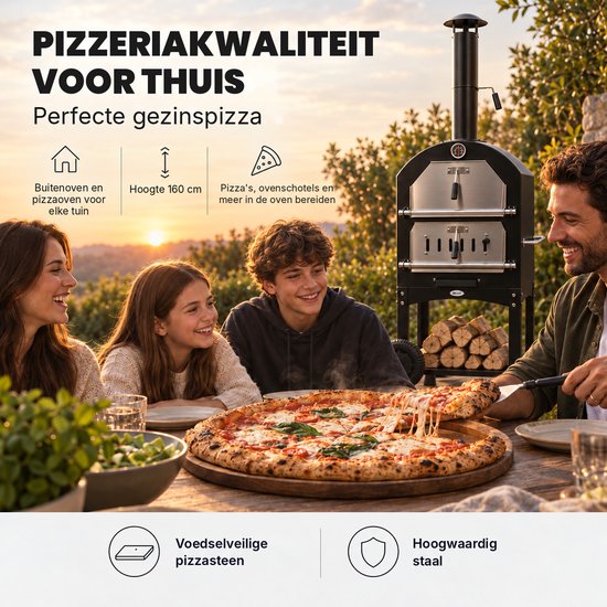 HEAT Pizzaoven Ovnhus - Houtgestookte Pizzaoven - Met Barbecue Grill - Makkelijk te Verplaatsen - 50x36x160 cm van Merkloos — afbeelding 3