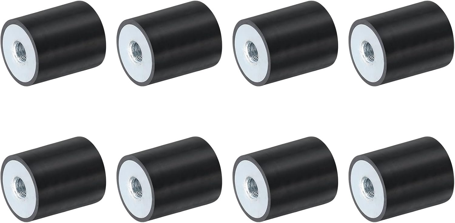 Rubberen schroefdraadbussen 25 x 30 mm - M8 schroefdraad - trillingsisolatoren - vervangt anti-vibratiepads Vemera - 8 stuks - Vemera