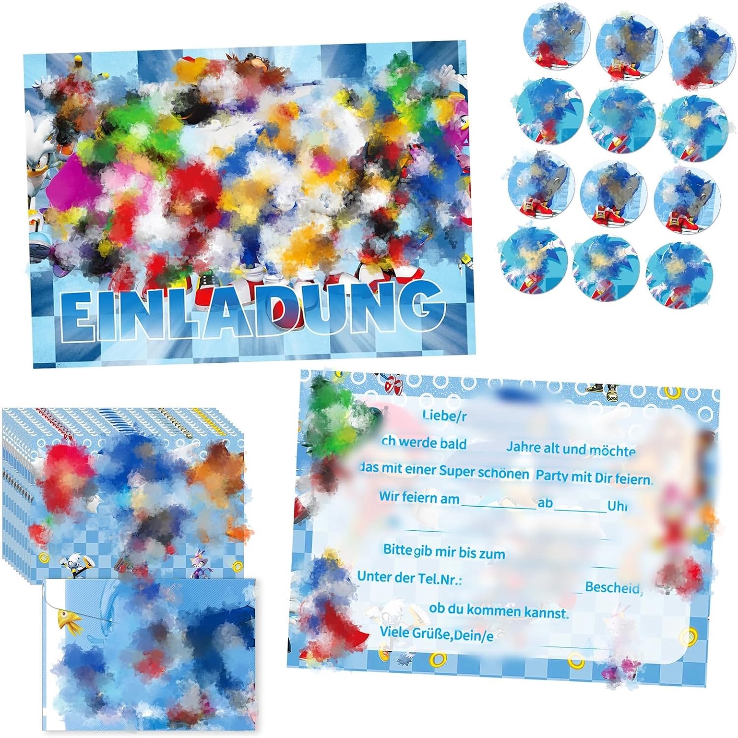 12 Uitnodigingskaarten kinderfeestje, voor feesten of verjaardagsfeesten