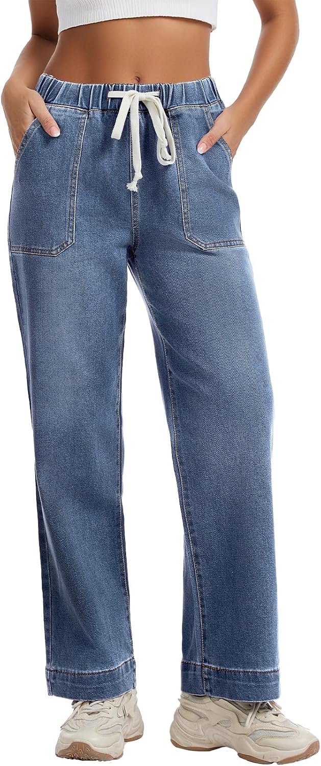 Damesjeans met hoge taille, elastisch en comfortabel