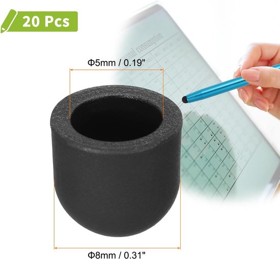 Vervangende penpunten 8 mm - capacitieve siliconenrubber - 20 stuks - geschikt voor touchscreen apparaten - m-winkel — afbeelding 5