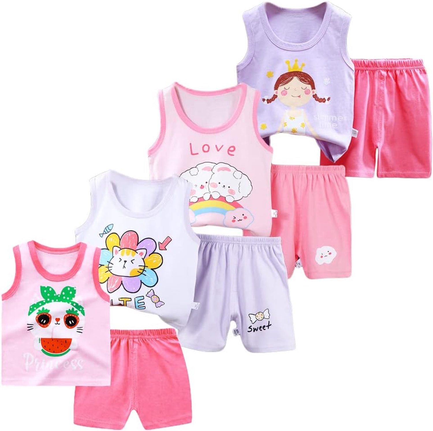 8-delige setjes shirts, vestjes en broeken voor meisjes en baby's, 6-5 jaar