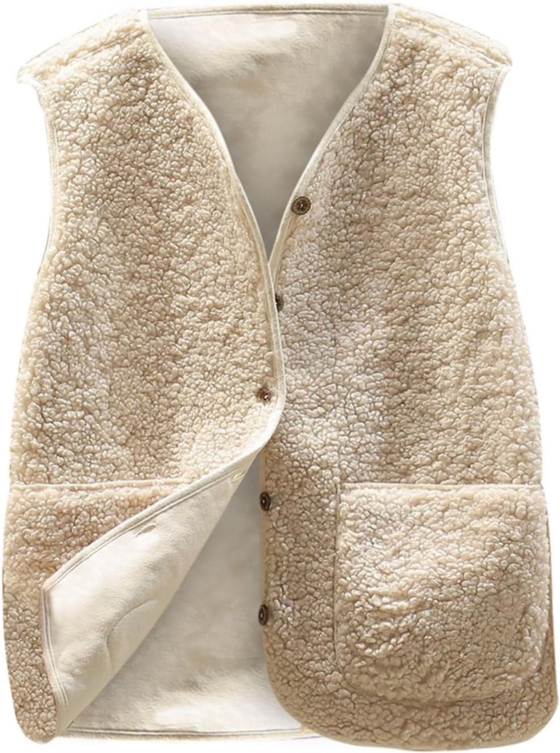Fleece vest zonder mouwen met V-hals