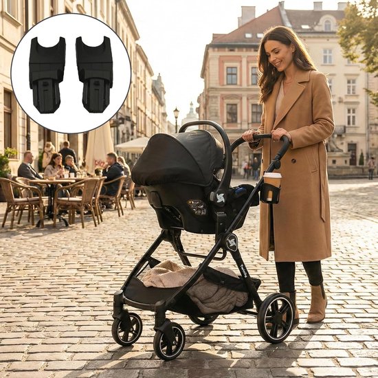 Twinly FABULY 3-in-1 Kinderwagen - Inclusief i-Size Autostoel - Omvormbare Reiswieg & Wandelwagen - Zwart — afbeelding 2