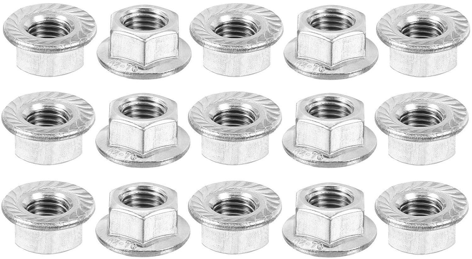 Zeskantmoeren M12 x 1,5 mm - 304 roestvrij staal - zelfborgend en geribbeld - duurzame bevestiging (15 stuks) - Vemera