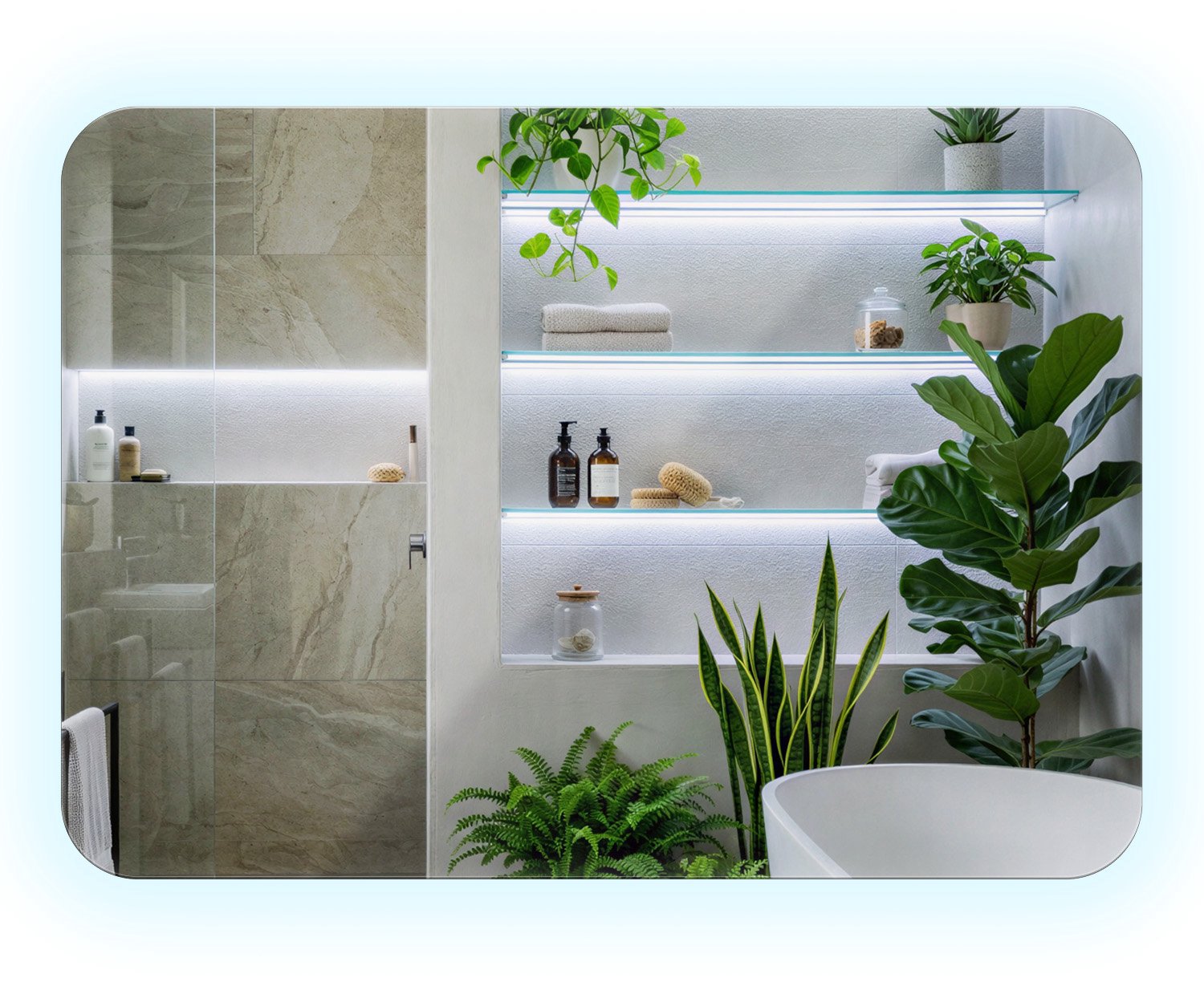 Coloray LED Spiegel - Stijlvolle Badkamerspiegel met Verlichting - 50 x 70 cm - LED Spiegel - Koud Wit 6500K - Wandspiegel LED - Decoratieve Moderne Spiegel