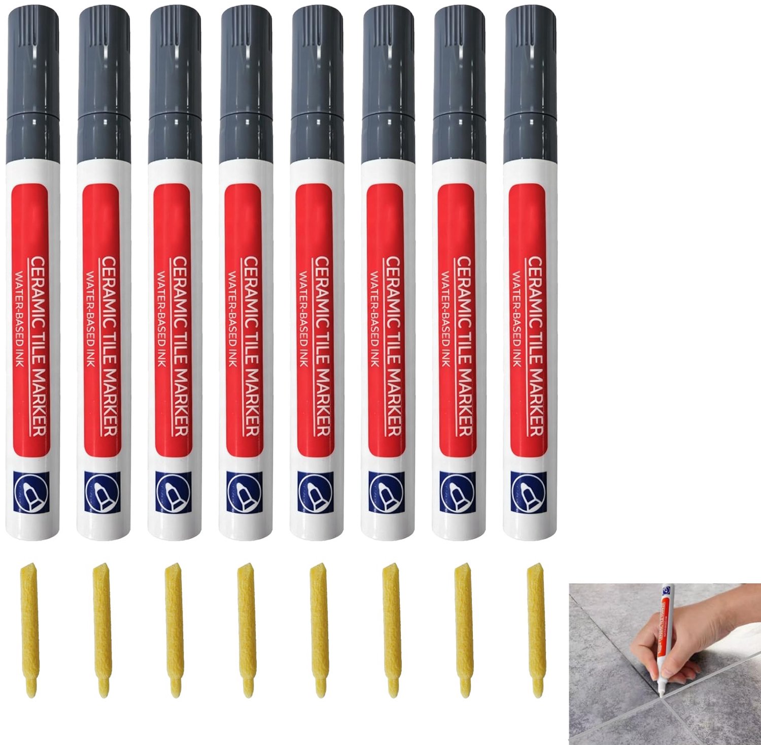 8 stuks voegenstift - Lichtgrijs, waterdicht voor wand- en vloertegels