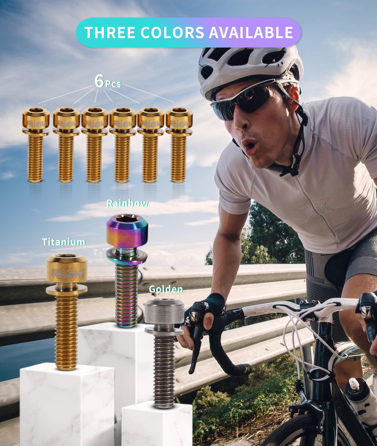 Fietsstuurpenbouten 6 Stuks - Titaniumlegering M5 x 18 mm - Corrosiebestendig - Lichtgewicht - Hoge sterkte - Uniek ontwerp - Fietsbout