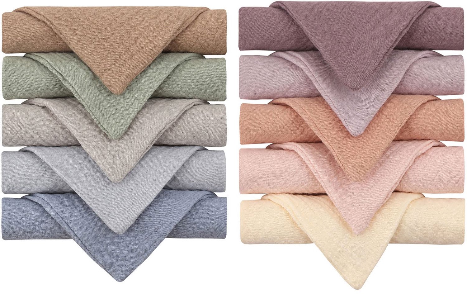 Set van 10 Baby Muslin Wraps, 23 x 23 cm