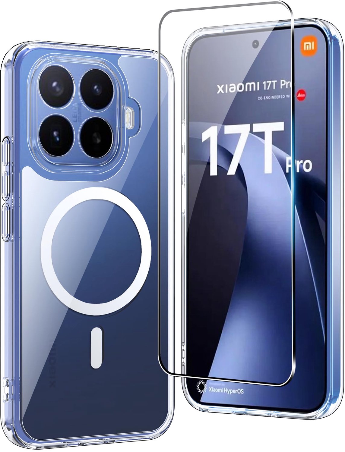 Beschermhoes voor Xiaomi 17T Pro met Gehard Glas en Siliconen