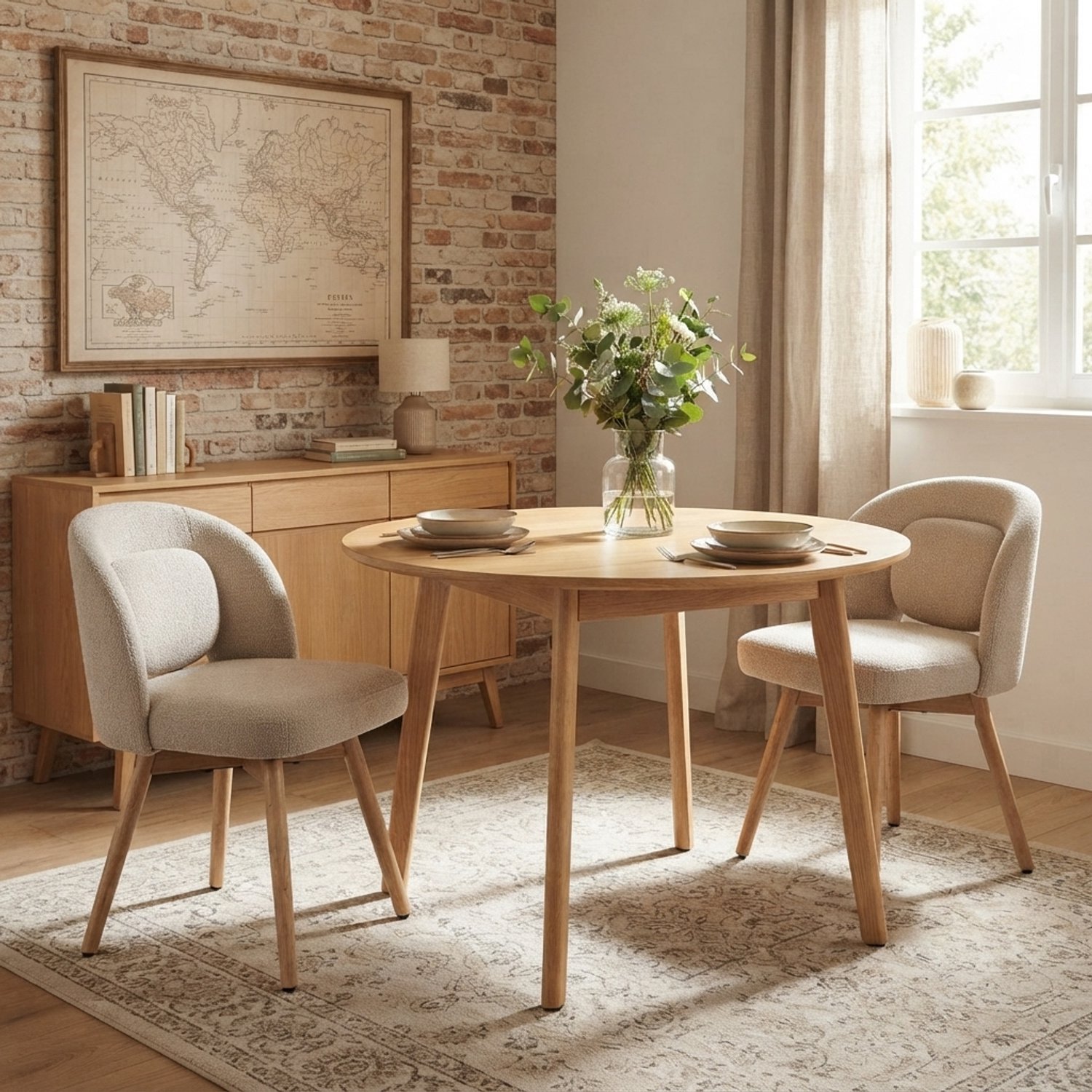 HAUSS SPOLE Eetkamerstoelen - Set van 2 - 360 Graden Draaibaar met Armleuningen - Voor Eetkamer en Woonkamer - Fluweel en Hout - Beige
