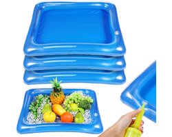 4 Stuks Opblaasbare Serveerbars voor IJs, Salades en Dranken - Ideaal voor Feestjes, Picknicks en Zwembadactiviteiten