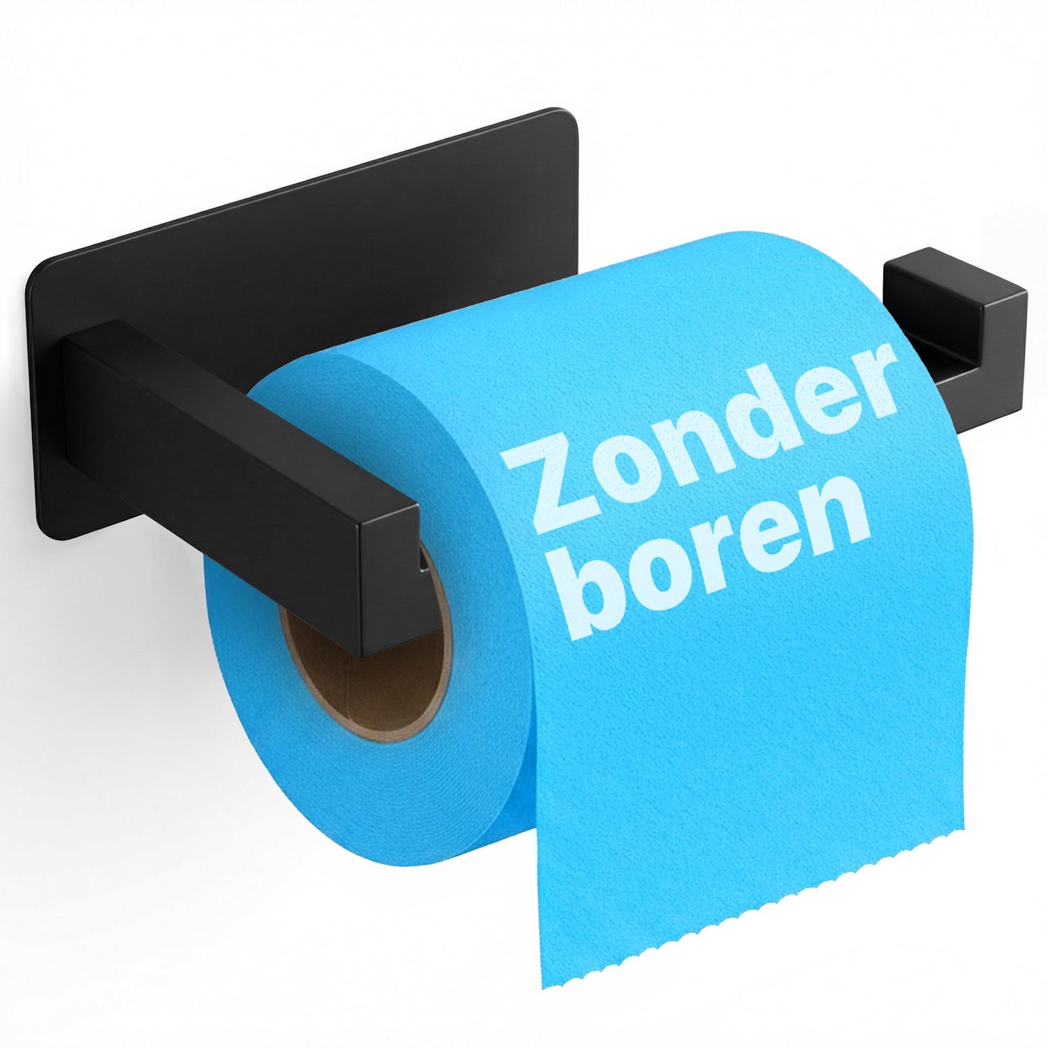 Zelfklevende Toiletpapier Houder - Zwart, Geen Boren Nodig