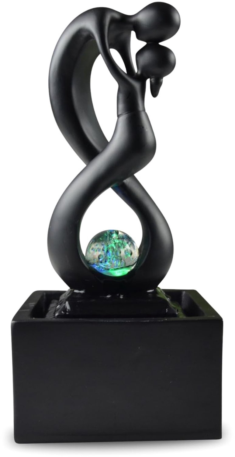 Waterornament voor binnen - 14 x 14 x 31 cm - Zwart