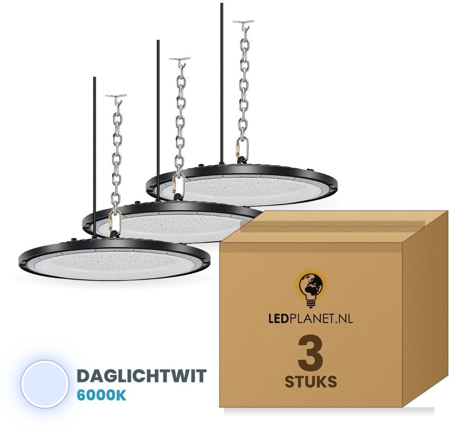 Tsong UFO LED High Bay lamp 100W - 12.000 lm - Daglichtwit 6000K - 3 stuks - IP65 - 230V