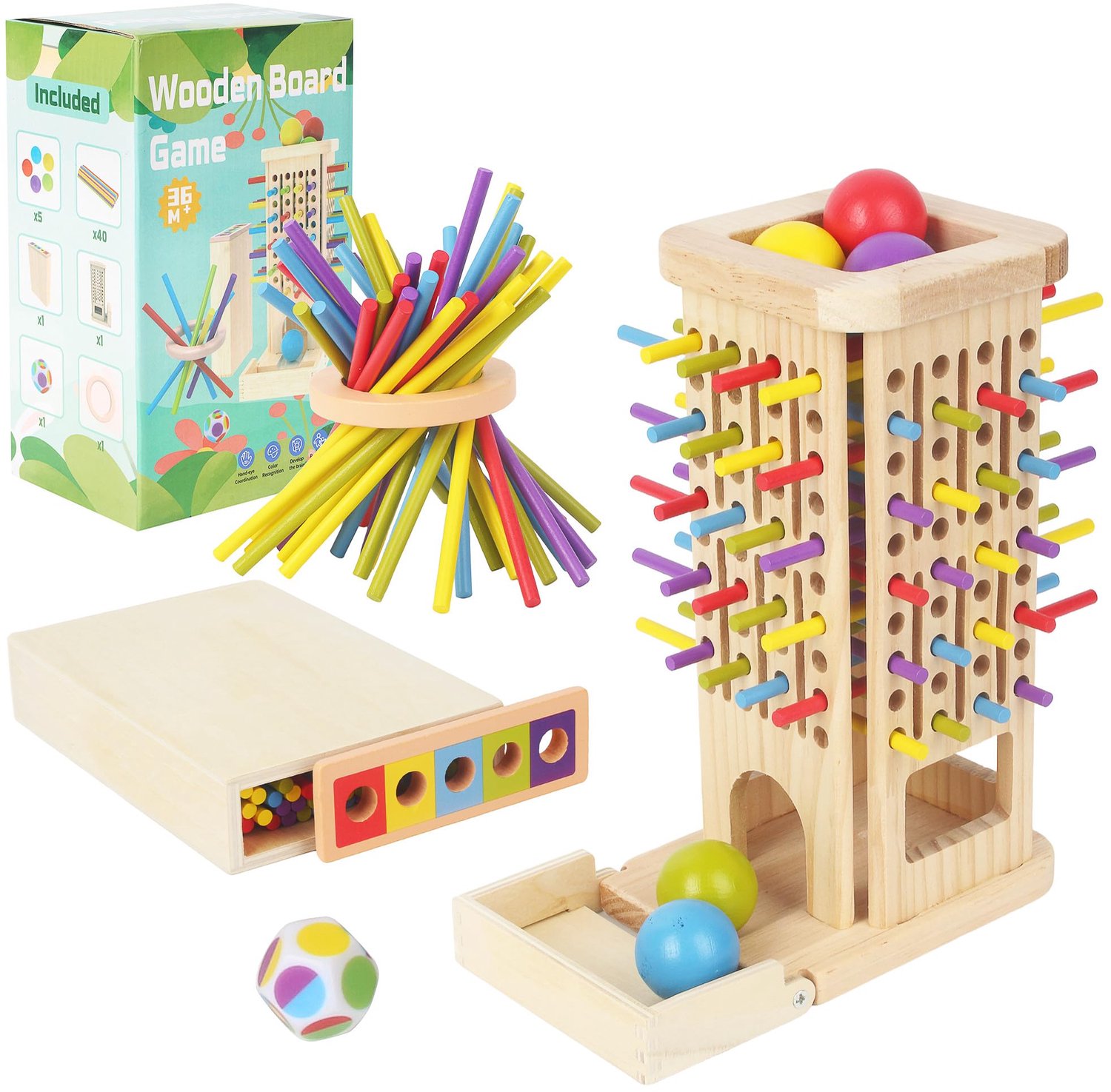 3-in-1 Houten Bordspel - Montessori Speelgoed voor Kinderen vanaf 3 Jaar