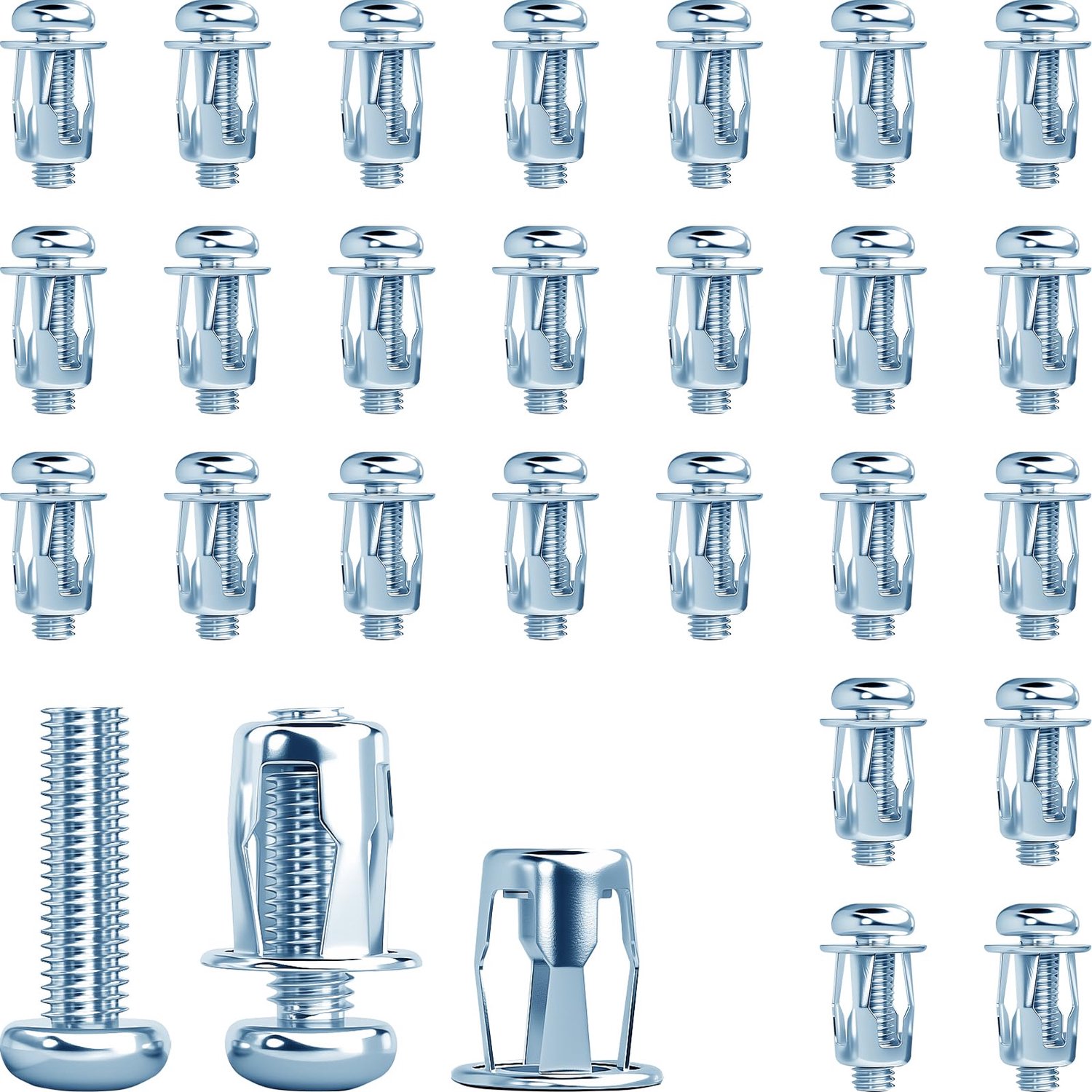 Set van 25 Metalen Holle Moeren M8 x 30 voor Plafondbevestiging