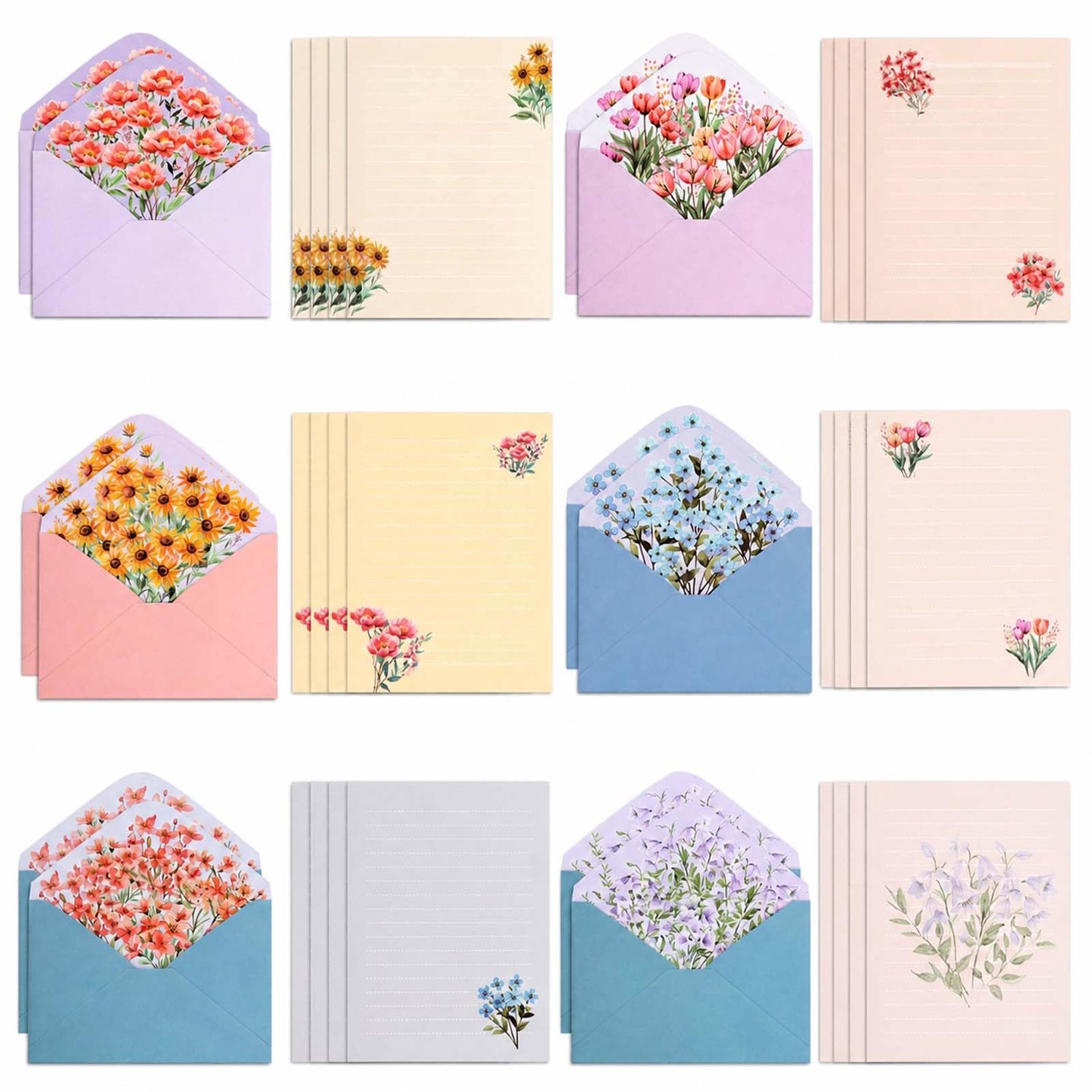 Briefpapier en Enveloppen Set met Bloemenmotief
