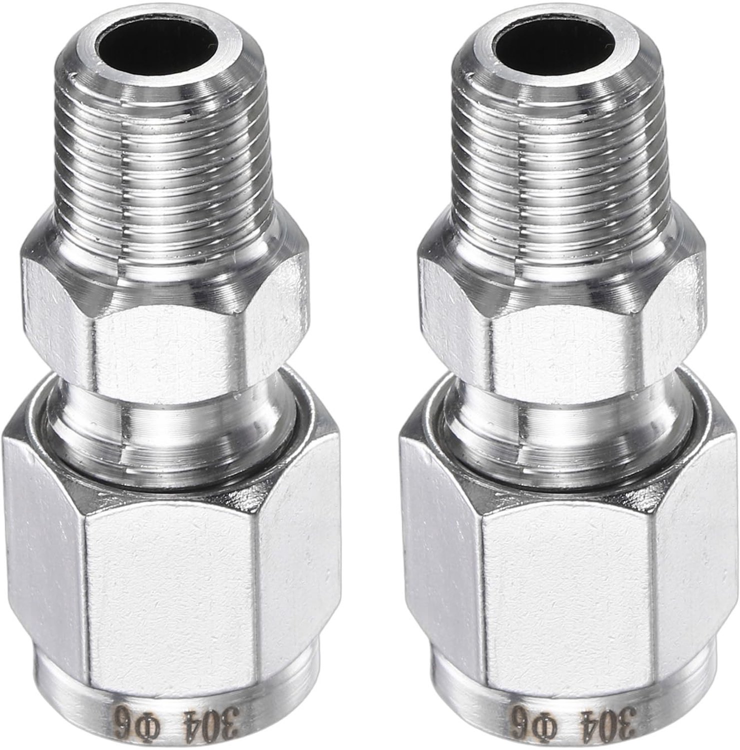 Set van 2 RVS Compressie Connectoren voor Tu tubes