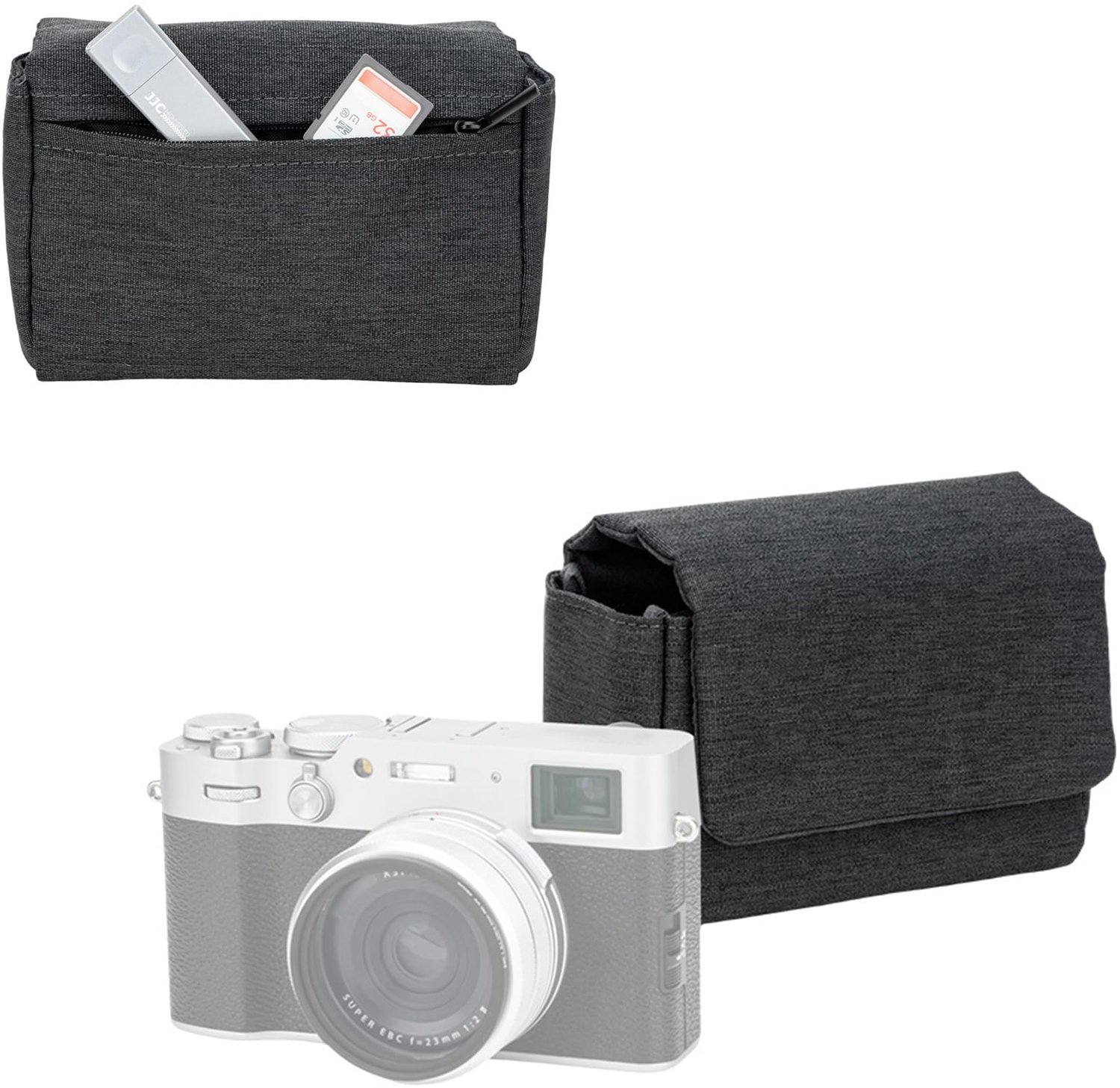 Compact Camera Case - Duurzaam polyester met magnetische sluiting - Grijs