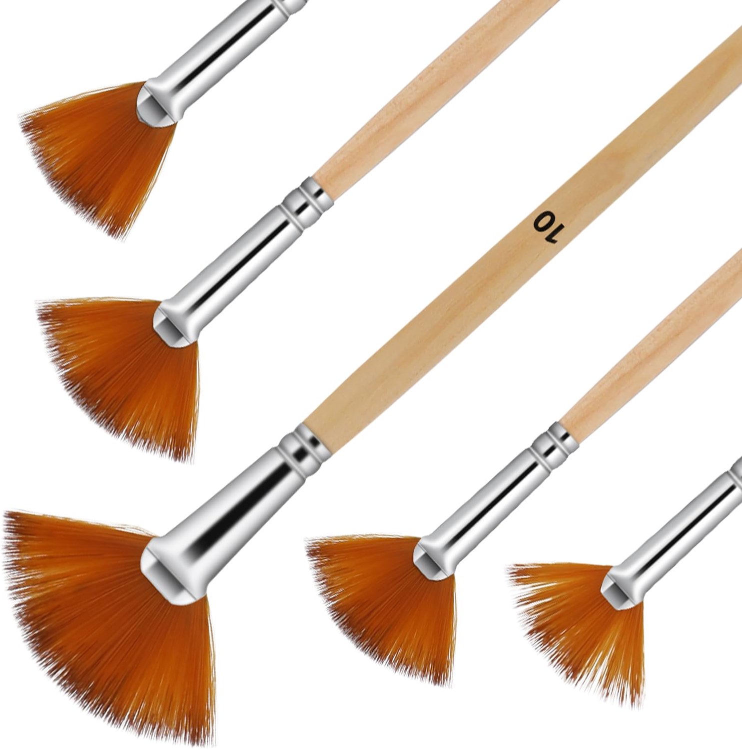 Set van 5 Nylon Verfkwasten met Houten Handvat