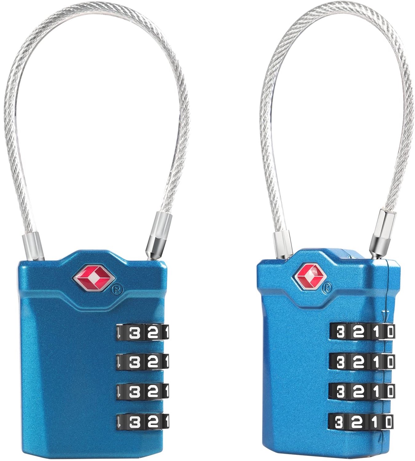2 Stuks TSA Goedgekeurde Luggage Locks met Flexibele Kabel