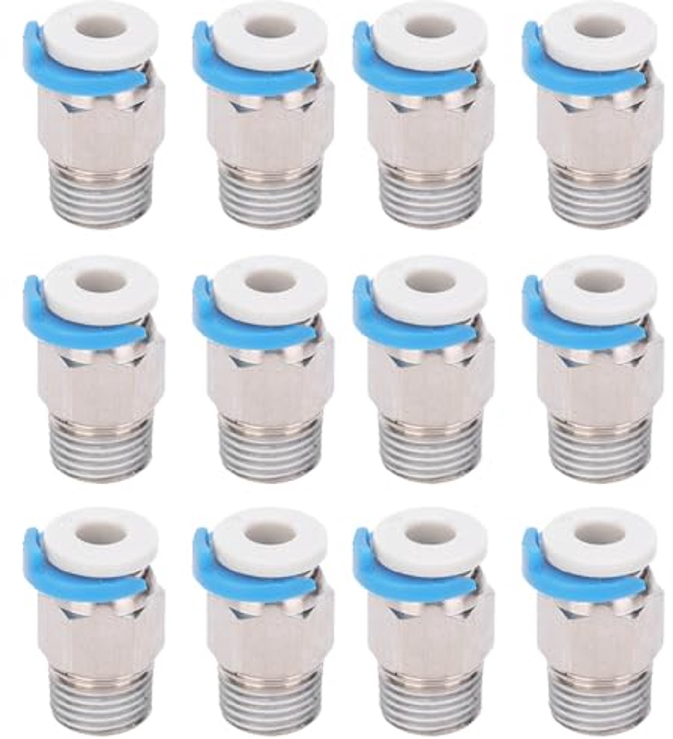 Pneumatische Fittingen 12 Stuks - Druk Connector - M10 Draad - 3D Printer Accessoires - Bowden Extruders - Hoogwaardige Kwaliteit - Drukconnector