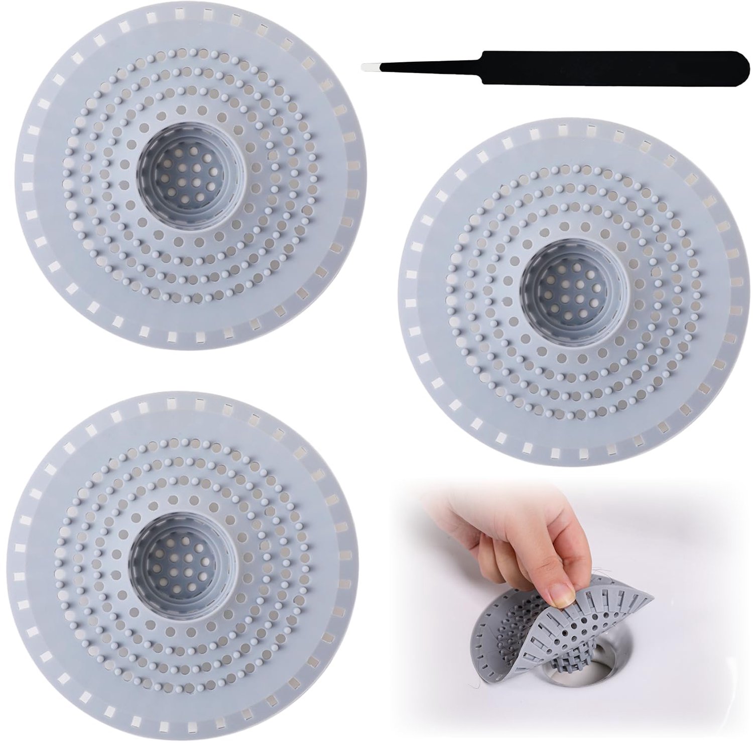 Set van 4 Silicone Afvoerzeven voor Douche en Wastafel