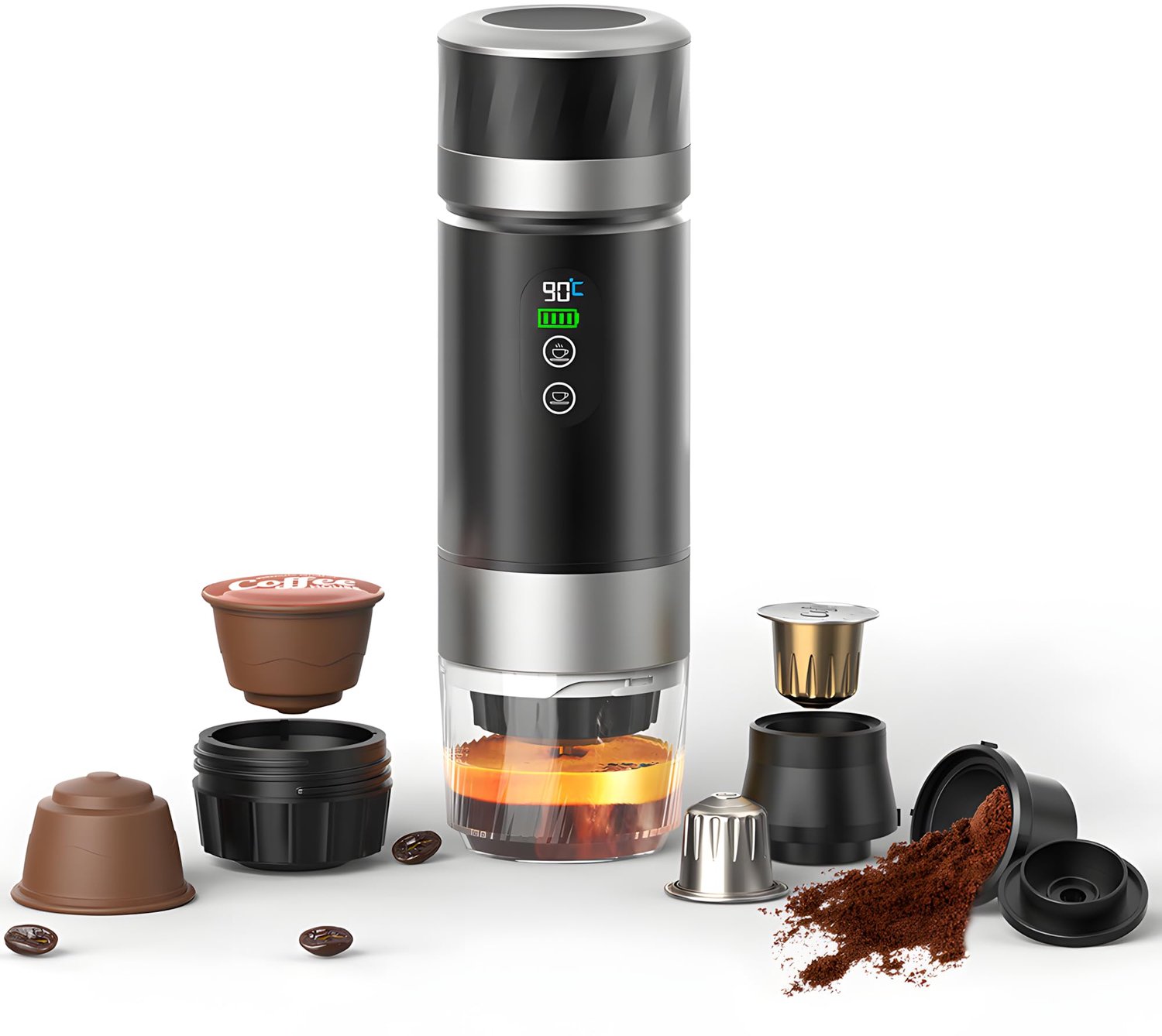 Draagbare Koffiemachine met Batterij voor Camping en Reizen