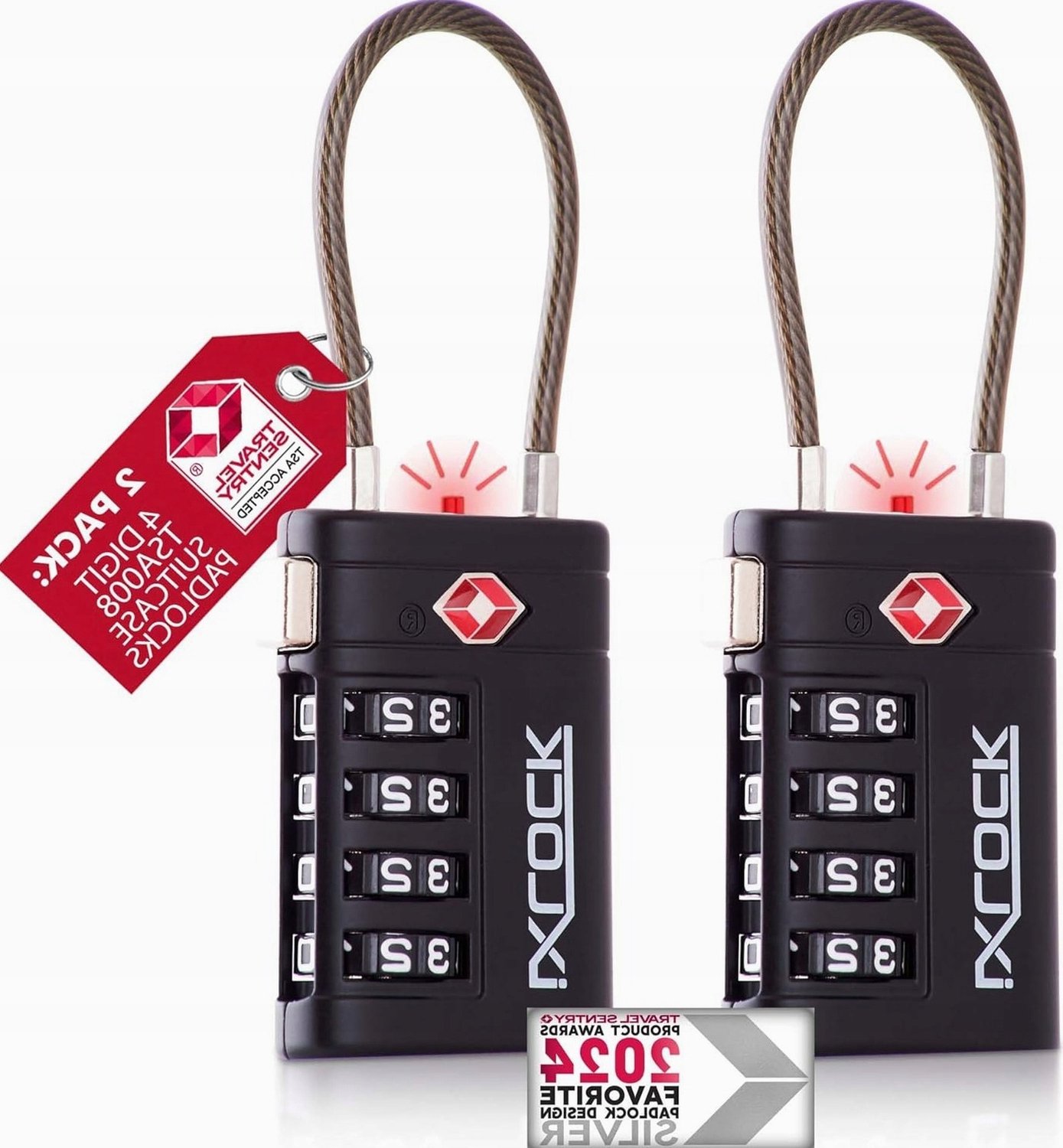 2x Cijferslot Koffer & Rugzak - Zwart, Zinklegering