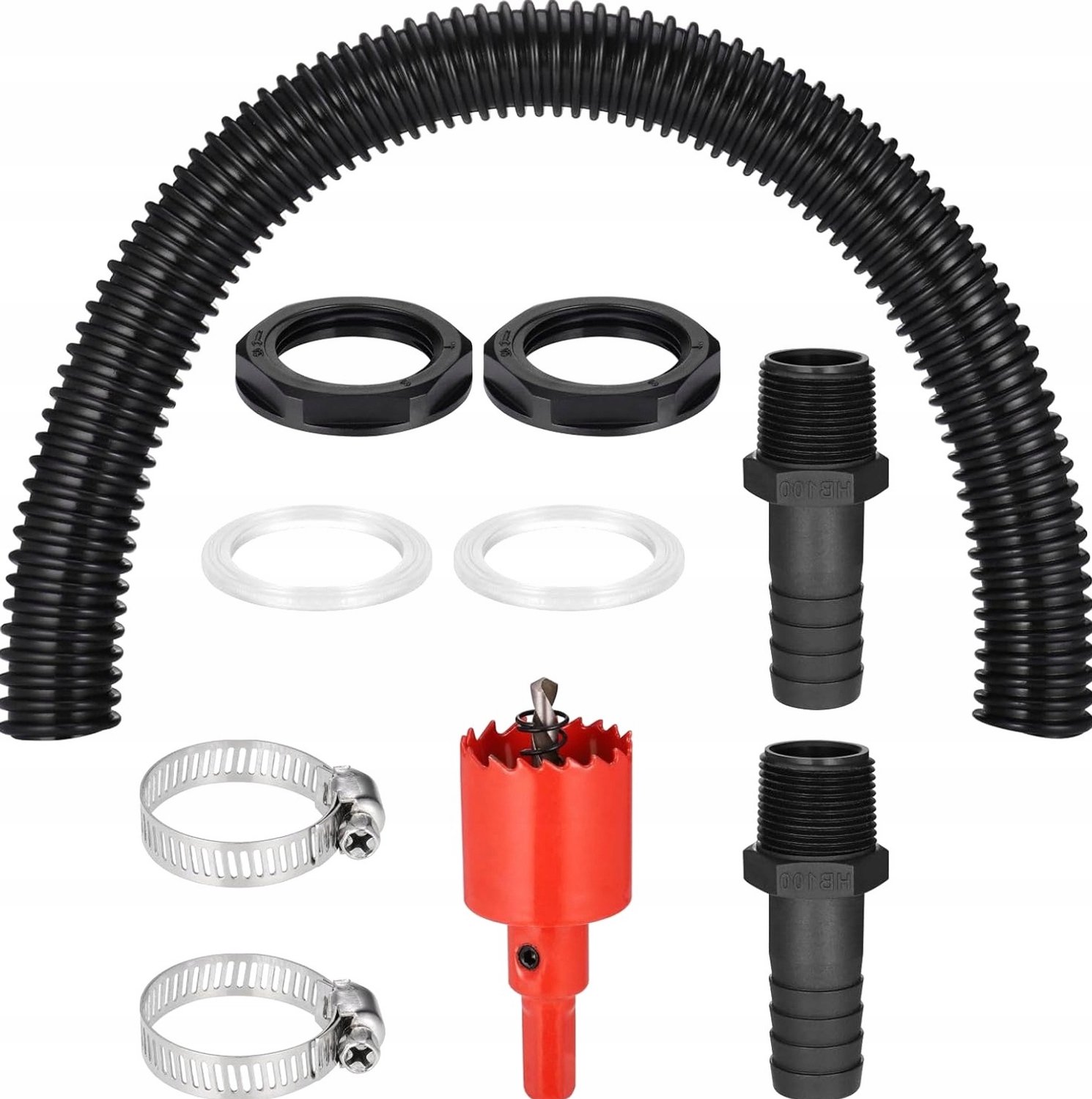 2x Flexibele Waterslang Aansluitset 25mm 50cm voor Regenton