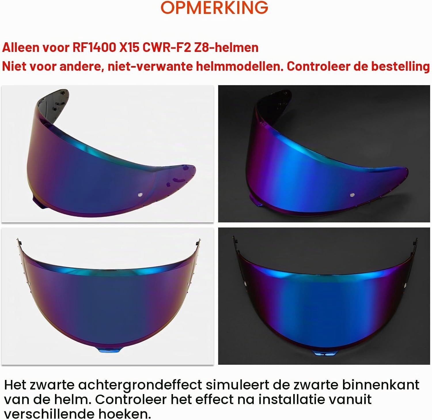 Getinte Helm Visor voor Shoei NXR2 Z8 en RF-1400 - UV-bescherming, Vervangingsaccessoire voor Motorhelmen, CWR-F2 CWR-F2R X-Fifteen X15 X-SPR Pro – foto 3