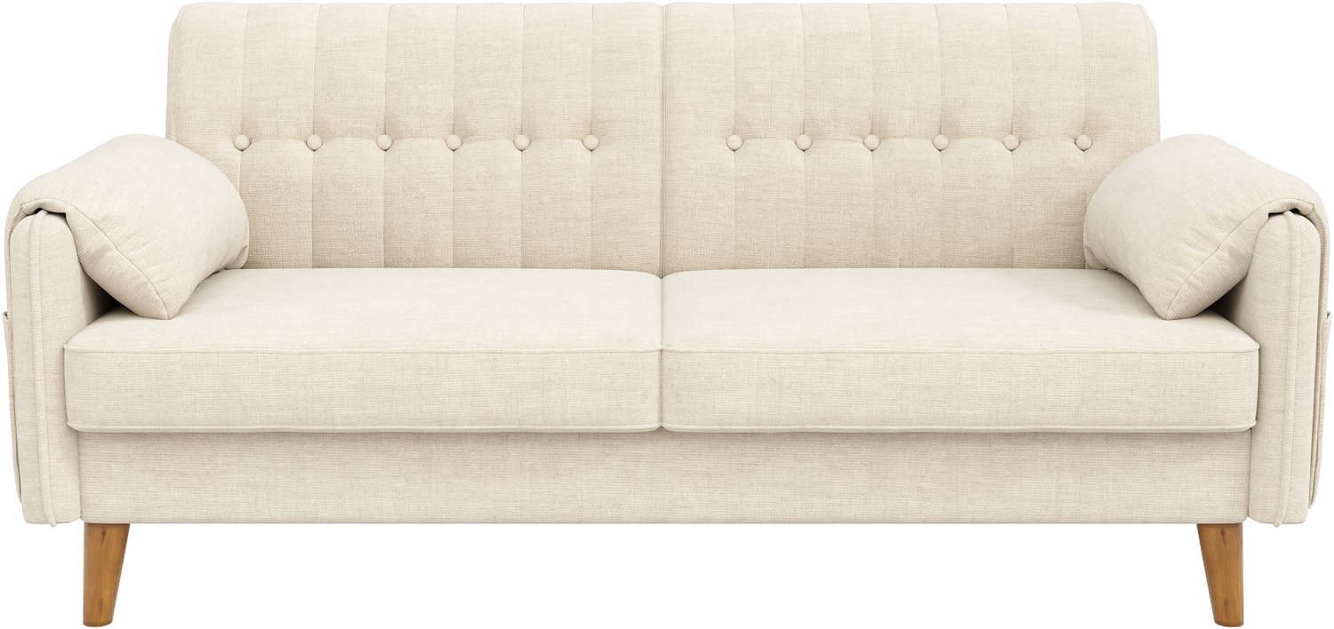 SONNENH 2-zits bank met houten poten - Chenille - 161,5 cm - Beige