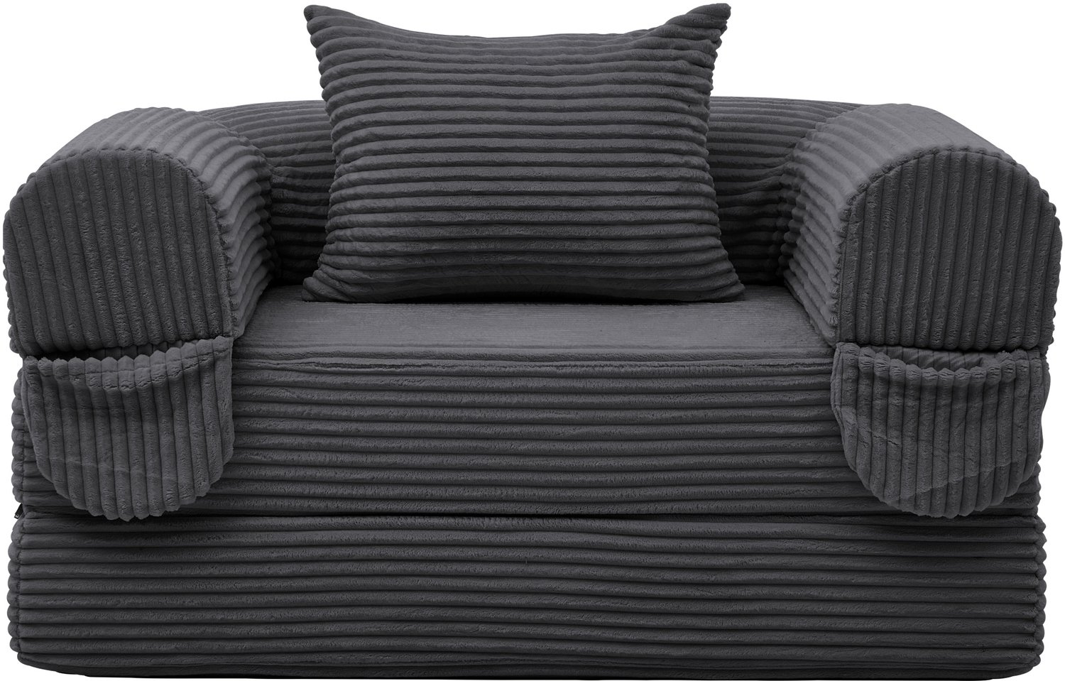 SONNENH Uitklapbare 1-zits slaapbank - Ribstof - 120 cm breed - Grijs