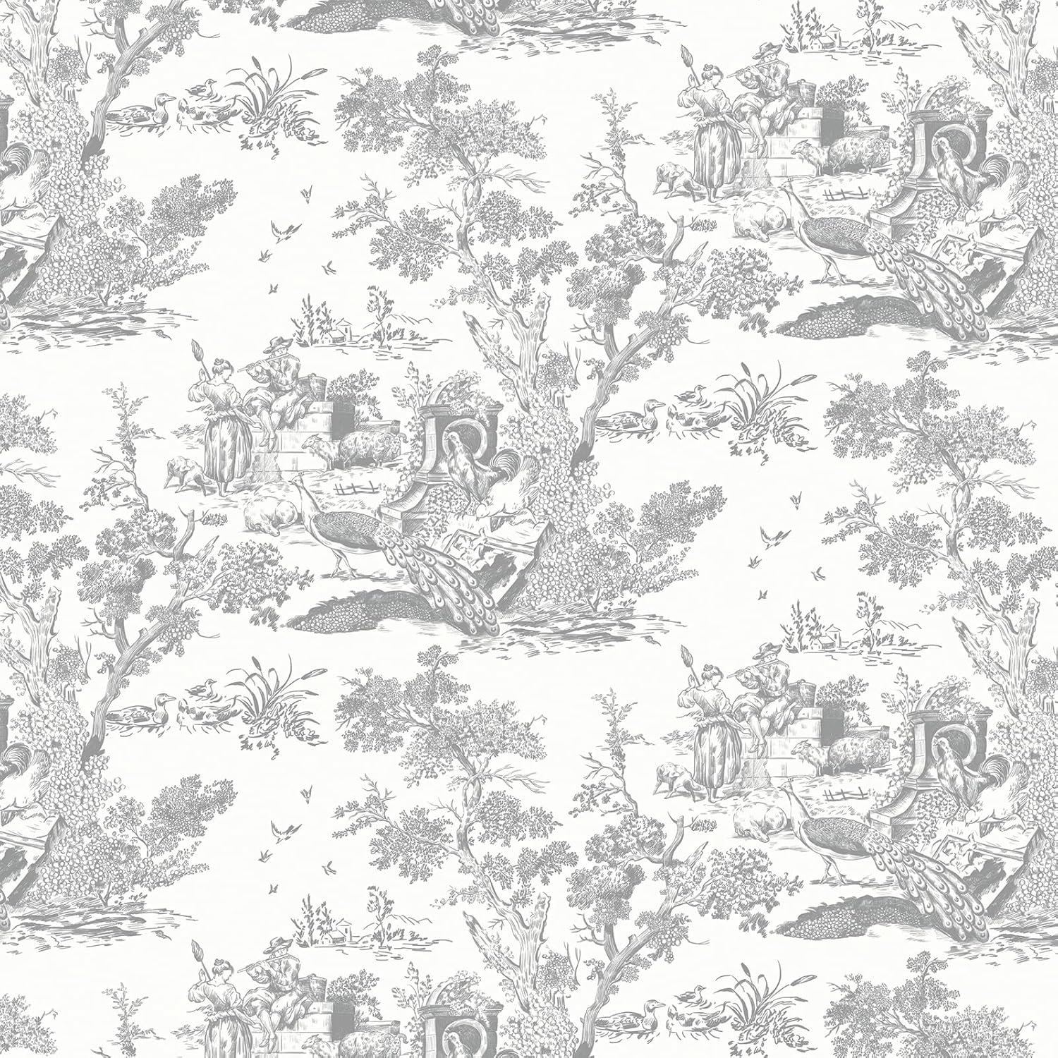 Self Adhesive Wallpaper Grey 44 x 300 cm Waterproof Vinyl Film Animal Wallpaper for Living Room - ShopVlot