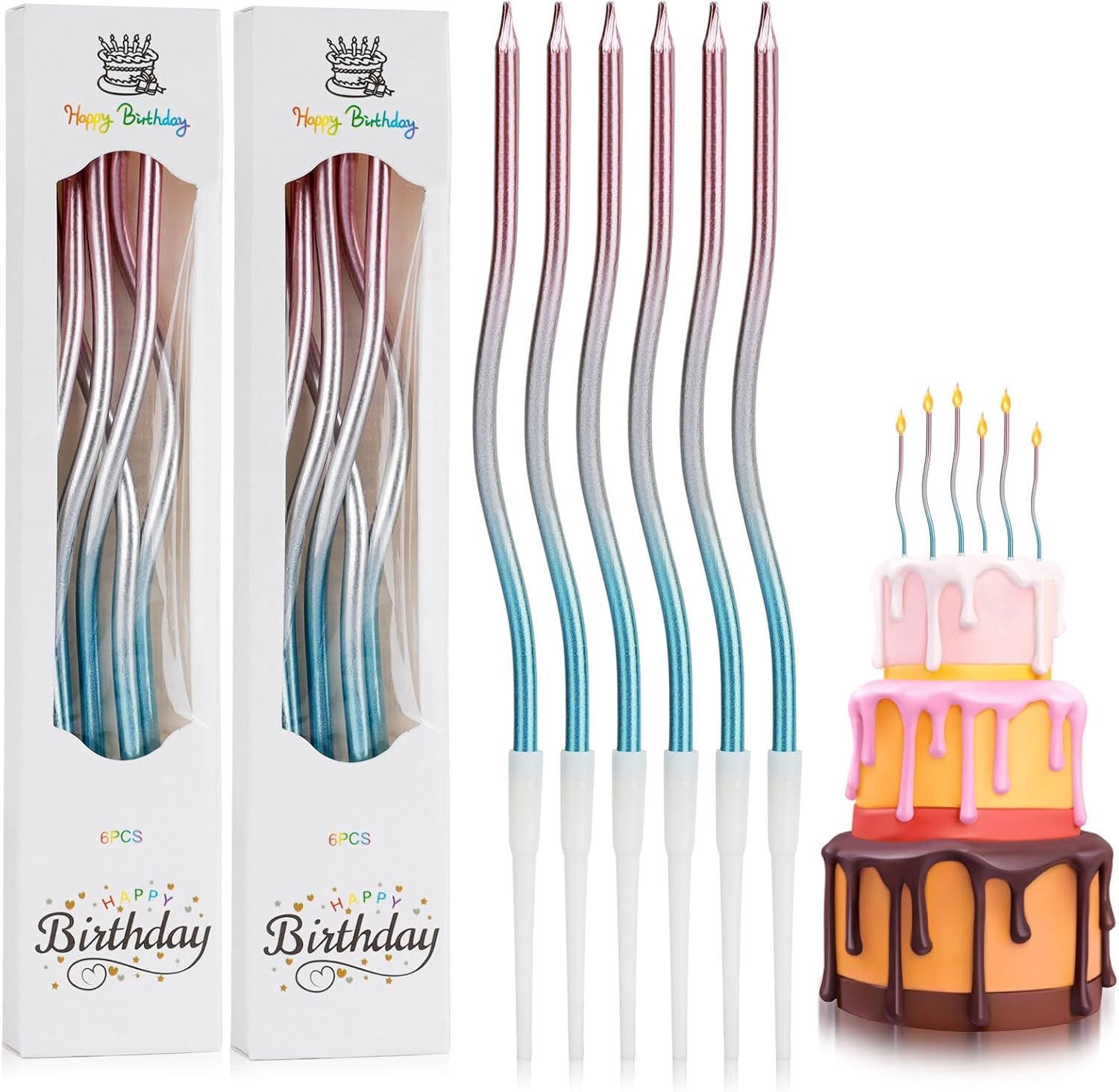 Dailygoods- Spiraalkaarsen 12 Stuks - Verjaardagskaarsen - Taartkaarsen - Bruiloft Decoratie - Milieuvriendelijk - Gelijkmatige Verbranding