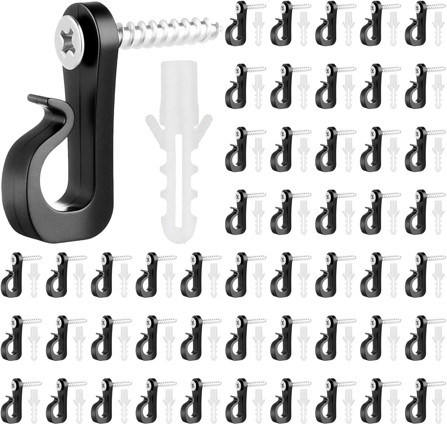 Dailygoods- Schroefhaken 50 stuks - Bevestigingshaken voor lichtketting - Weerbestendig - Veiligheidsgesp - Ideaal voor decoratie - Geschikt voor buit