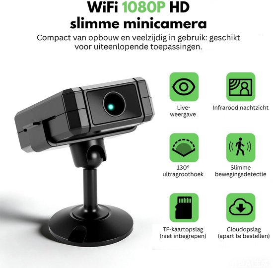 Mini Beveiligingscamera - Draadloze Camera - Huisbewaking - 180° draaibare camera — afbeelding 3