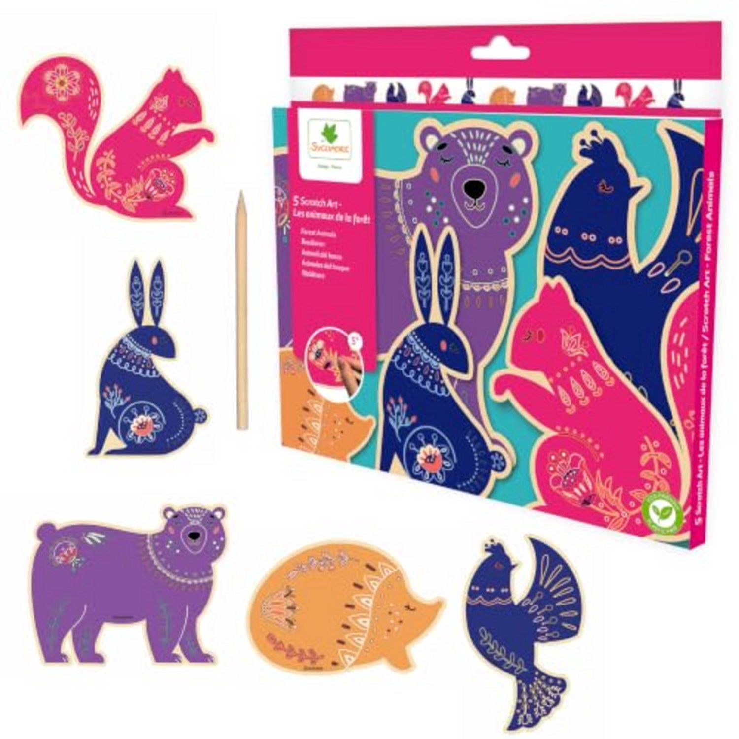 Sycomore scratch art dieren bos - creatief speelgoed vanaf 5 jaar.
