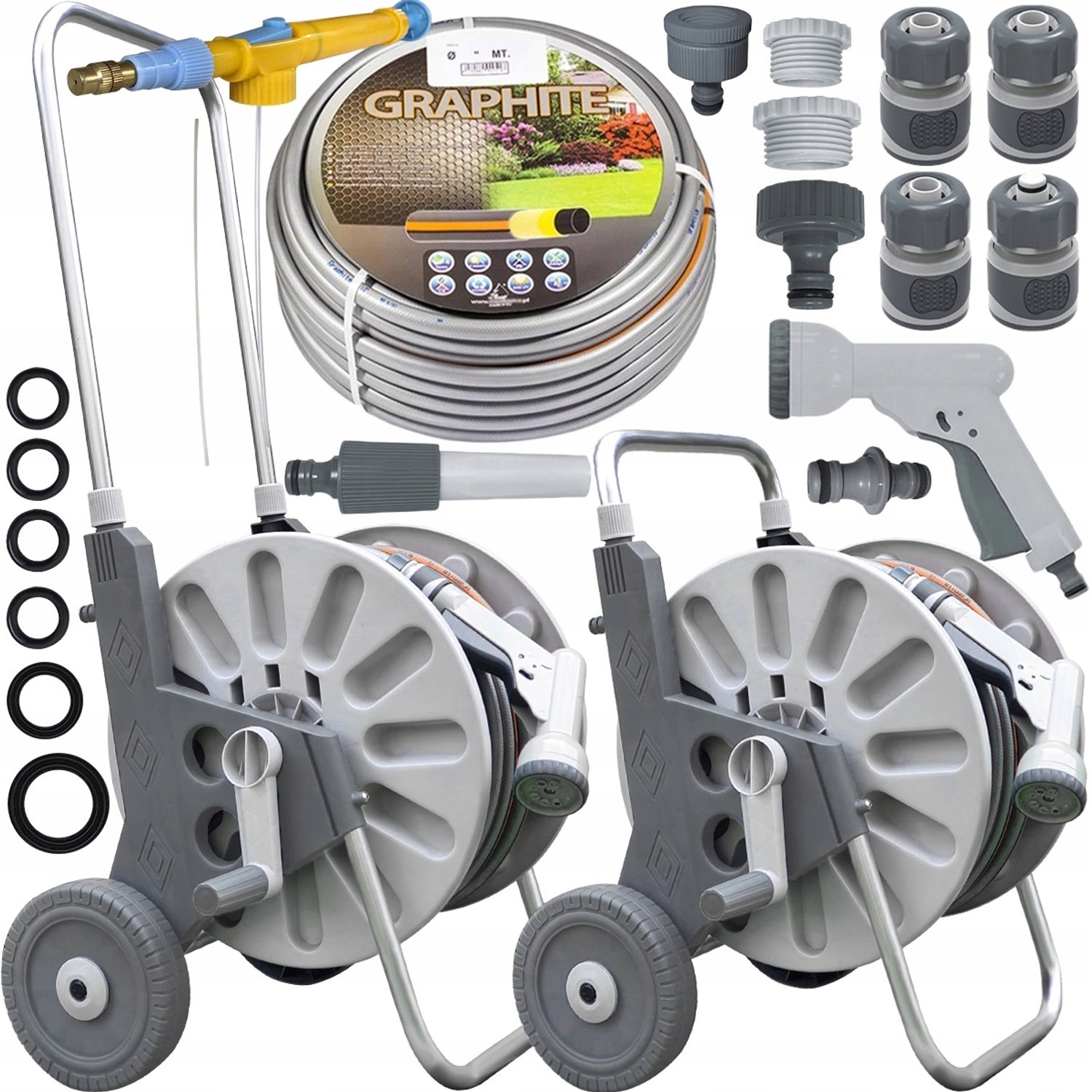 Tuin slanghaspel set met 50m 4-laags slang en accessoires