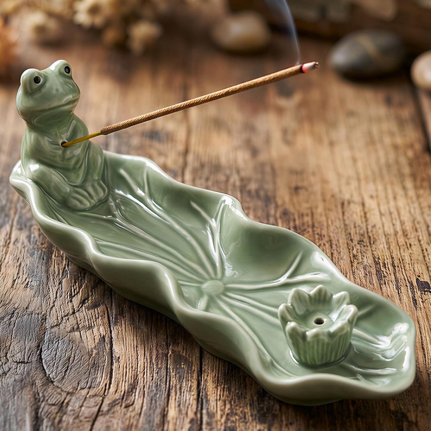 Kikker wierookstokhouder, keramische wierookbrander, asvanger om te verbranden, wierookstokjeshouder, ornament voor - ShopVlot