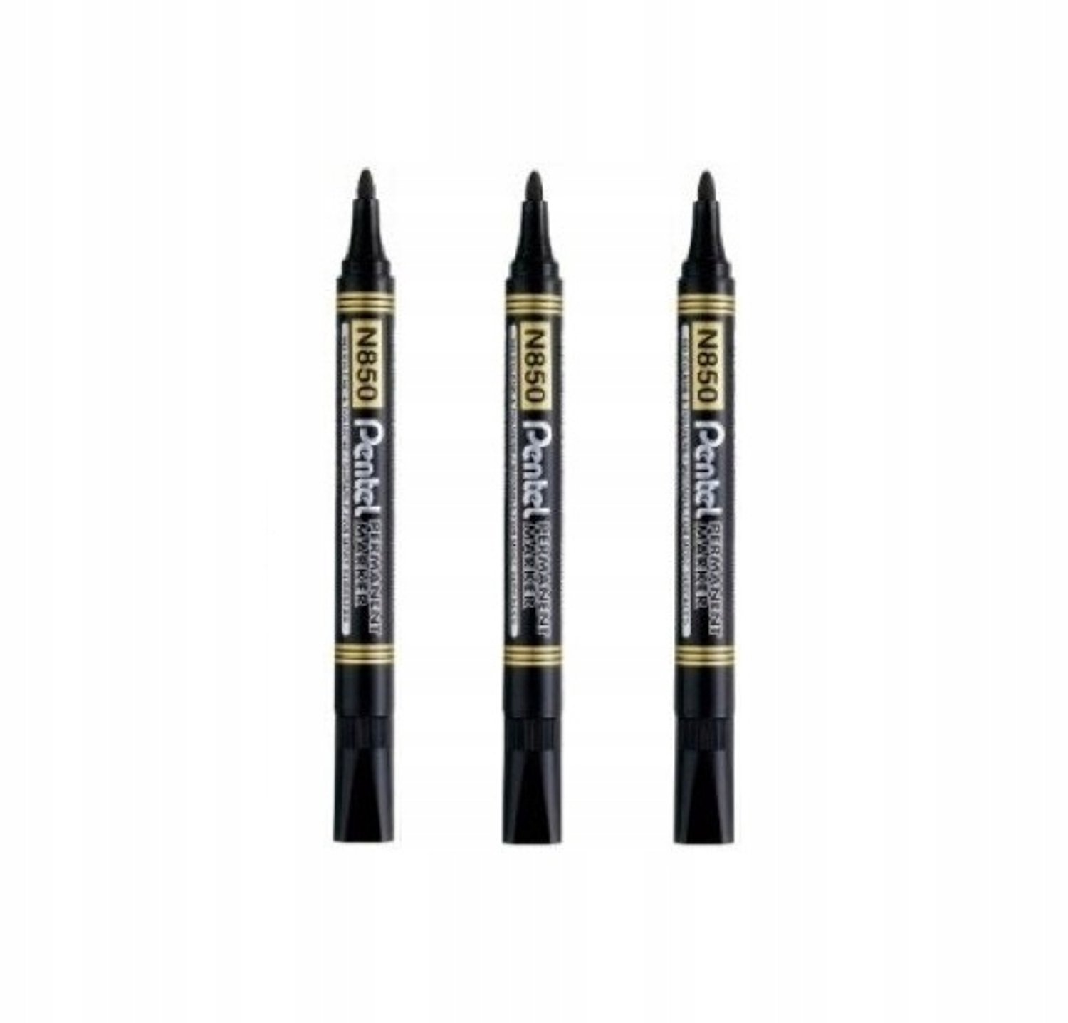 Pentel N850 Permanente Markers Zwart - Set van 3