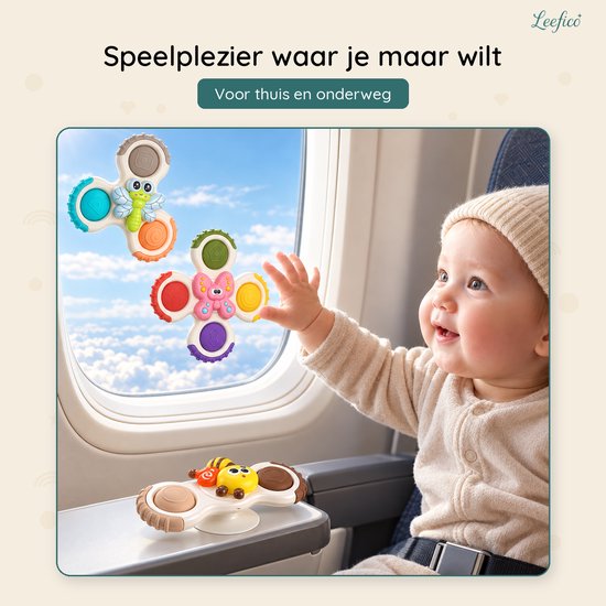 Leefico Fidget Spinners Baby met Zuignap XL Insecten - Badspeelgoed Baby - Sensorisch Speelgoed - Set van 3 Stuks van Leefico — afbeelding 5