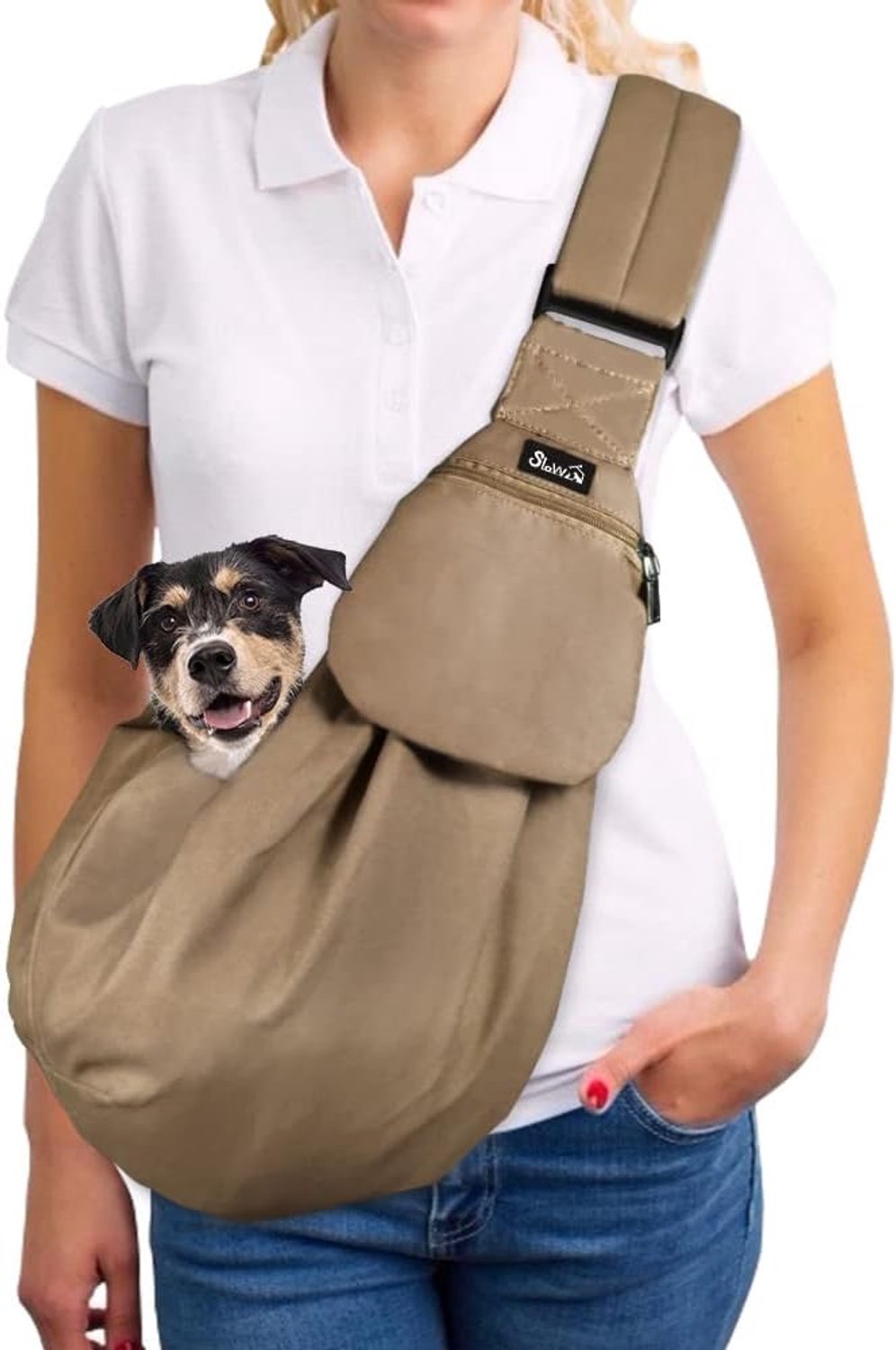 SnelShoppen - Honden Draagtas met Verstelbare Schouderband, Waterdichte Pet Carrier voor Honden tot 5.4kg - Perfect voor Wandelen en Avonturen (Bruin,