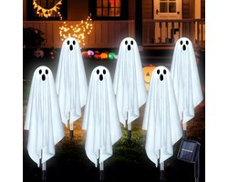Halloweenlampen op zonne-energie voor tuin, Halloween-spookdecoratie met led, 8 modi, waterdicht, Halloween-decoratie voor tuin, terras, balkon, graf, 6 stuks