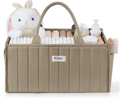 SnelShoppen - Maliton Wisselorganizer voor Baby - Bruine Opbergmand met Handvatten en Uitneembare Scheidingswanden - Perfect voor Luiers en Babyspulle