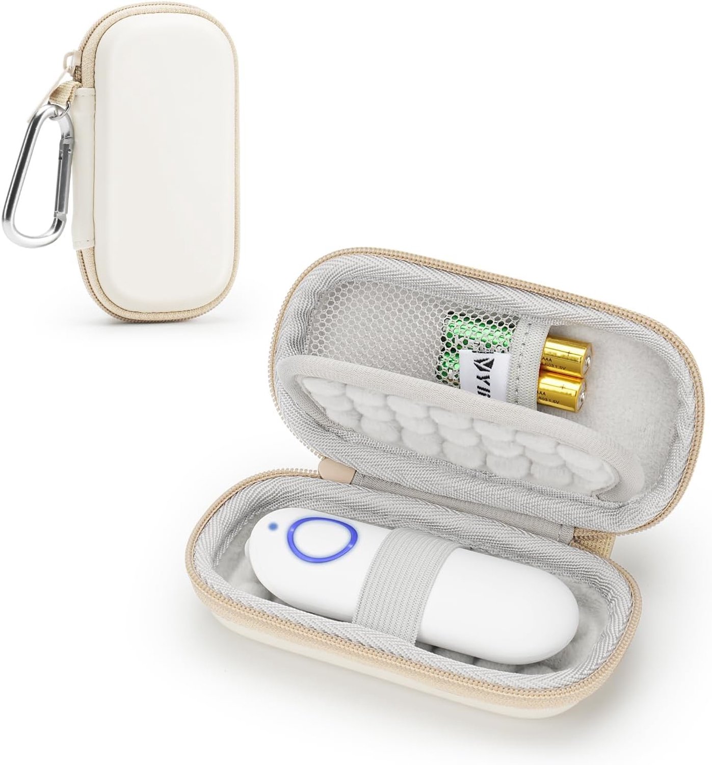 SnelShoppen - Hard EVA Case voor Insectenbeet Healer, Mosquito Bite Heat Stick, Beschermhoes, Schokabsorberend, Beige, Geschikt voor USB Kabel, Adapte