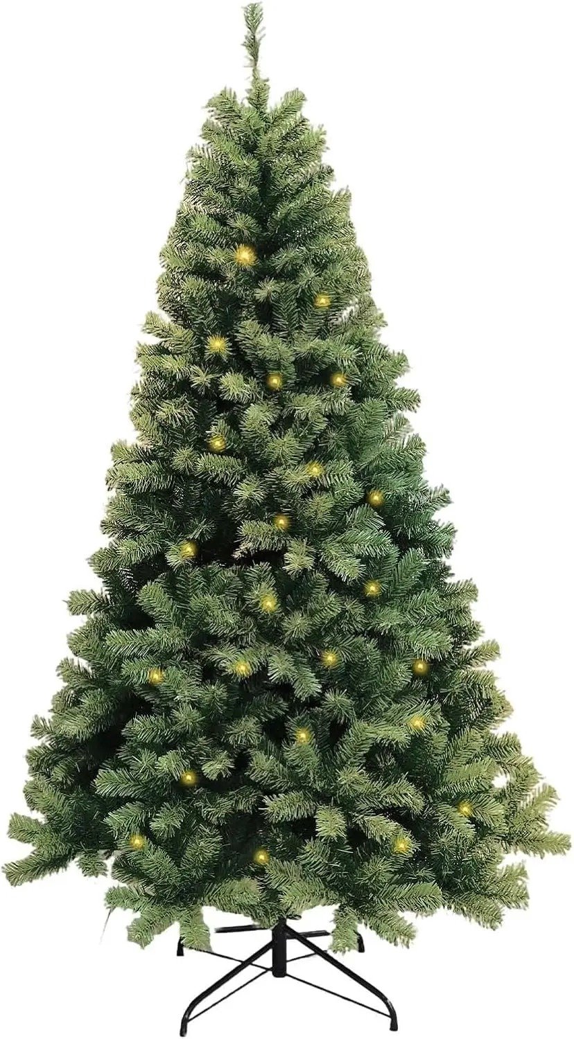 Bresht Kunstkerstboom - Klassieke Kerstboom - PVC - Herbruikbaar - Met 250 Warm Witte LED Lampjes - Groen - Hoogte van 210 cm