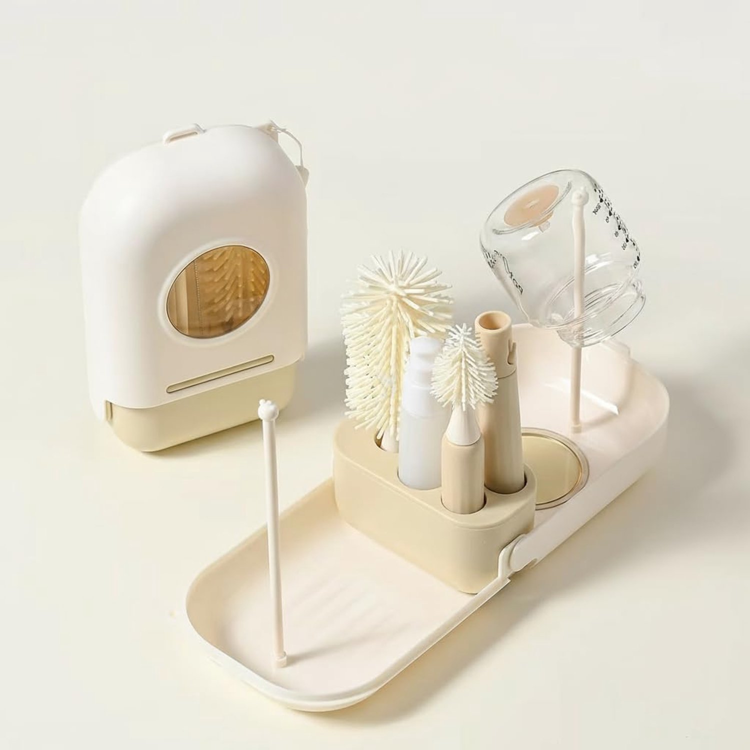 SnelShoppen - Babyfles Borstels voor het Schoonmaken van Flessen, Reiset, Alles-in-één Set met Zuigborstel, Rietjesborstel, Afwasmiddel Dispenser en O
