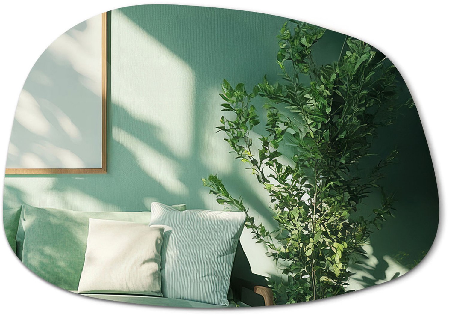 WallMuralia - 90,9 x 66 cm - Spiegel vlek - Spiegel met onregelmatige vorm - Spiegel met onregelmatige vorm - Modern wandspiegel